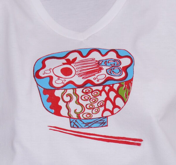 "Shall We Ramen" Vネック・クルーネック 白地 半袖 - 画像 (7)
