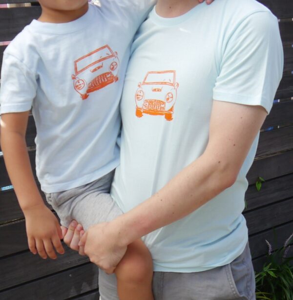 おしゃれな親子Tシャツ-オレンジオープンカー