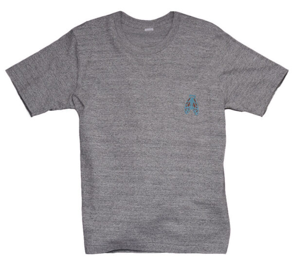 "Cicada" ポケットつきクルーネックTシャツ グレー地 半袖