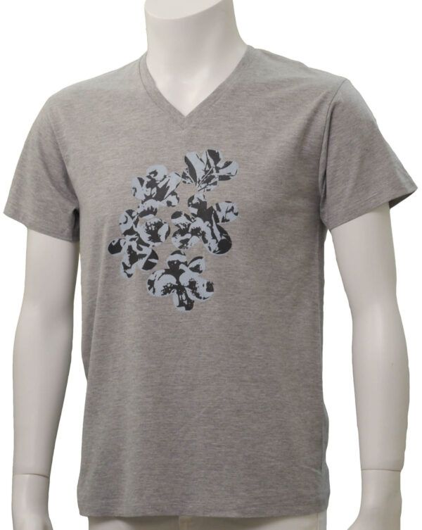 floral - グレー地VネックTシャツ - 画像 (2)