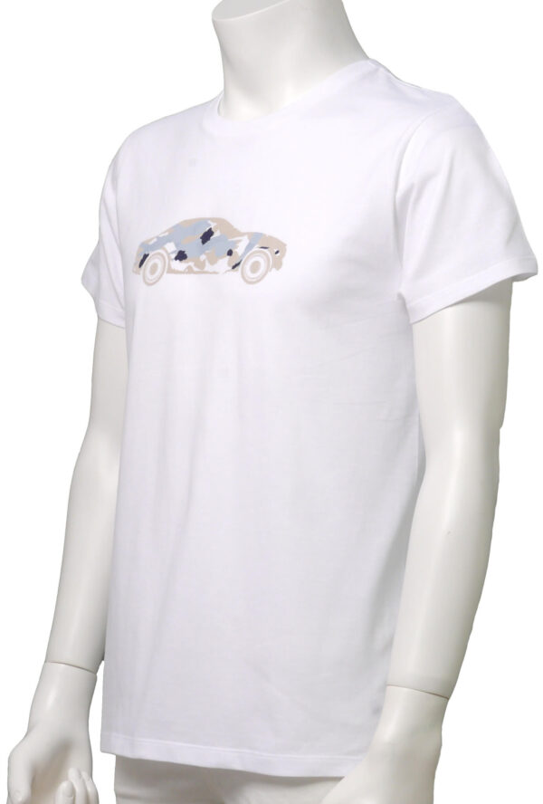 Car with brushstrokes - 白地　ベージュ柄　クルーネックTシャツ - 画像 (2)