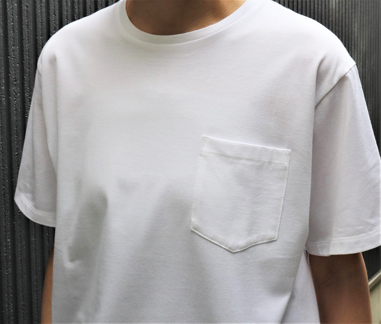 白無地ポケットTシャツ－光沢・高級感・ハリのある綿Tシャツ