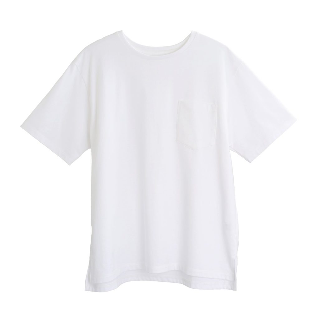 白無地ポケットTシャツ－光沢・高級感・ハリのある綿Tシャツ