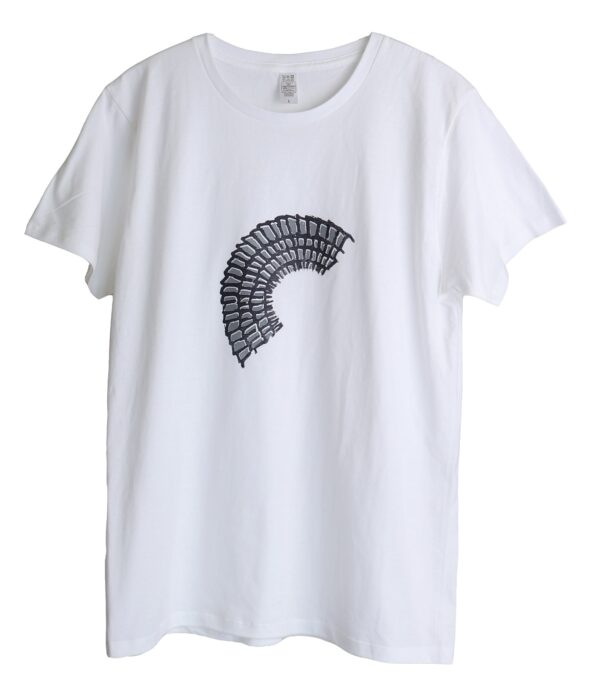 タービンをモチーフとしたTシャツ　白地クルーネック