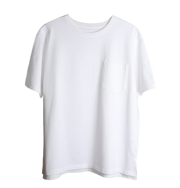 白無地ポケットTシャツ、スリット入り