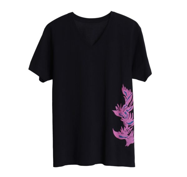 Heliconia ヘリコニア - 南国の植物 -　グレー/ブラック/ネイビーTシャツ - 画像 (3)