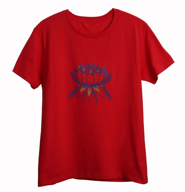 Exotic Flower - 半袖Tシャツ - クルーネック　レッド