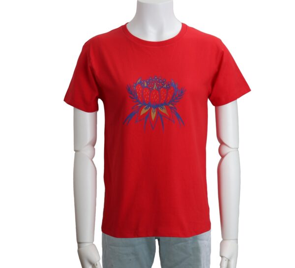 Exotic Flower - 半袖Tシャツ - クルーネック　レッド - 画像 (3)