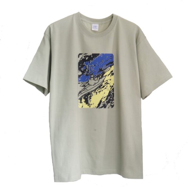 Sea Kayaking - シーカヤック　"冒険へ"　セージ色　クルーネックTシャツ