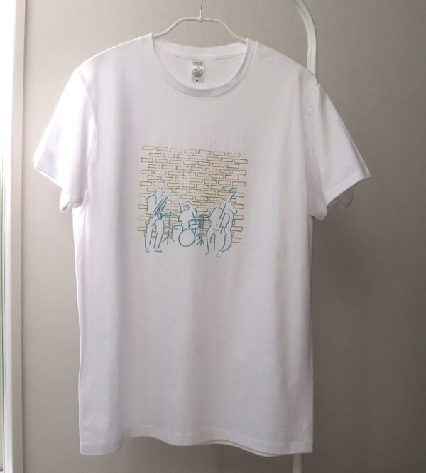 Jazz Artists　ジャズを演奏する人々 ー　白地　クルーネックTシャツ - 画像 (4)