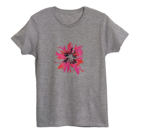 Fireworks - 花々華々と　グレー地　クルーネックTシャツ