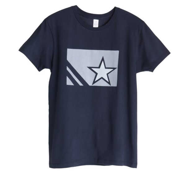 Star – スポーツウェア風デザインのTシャツ　ネイビー✕グレー　クルーネックTシャツ