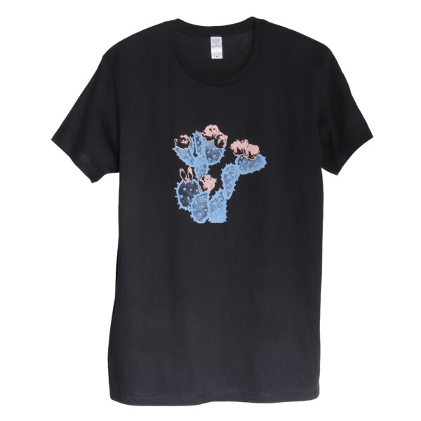 花咲くサボテン blooming cactus　黒地半袖Tシャツ