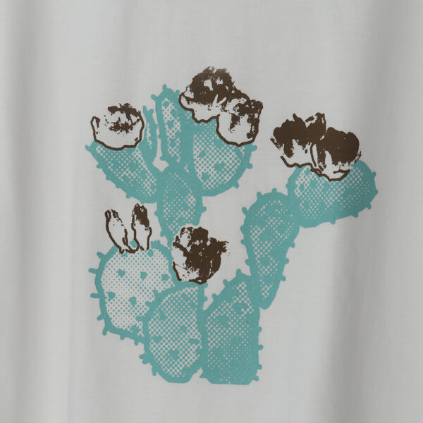 花咲くサボテン blooming cactus　白地半袖Tシャツ - 画像 (2)