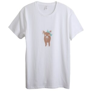 Piggy　リボンをつけた子豚　半袖Tシャツ