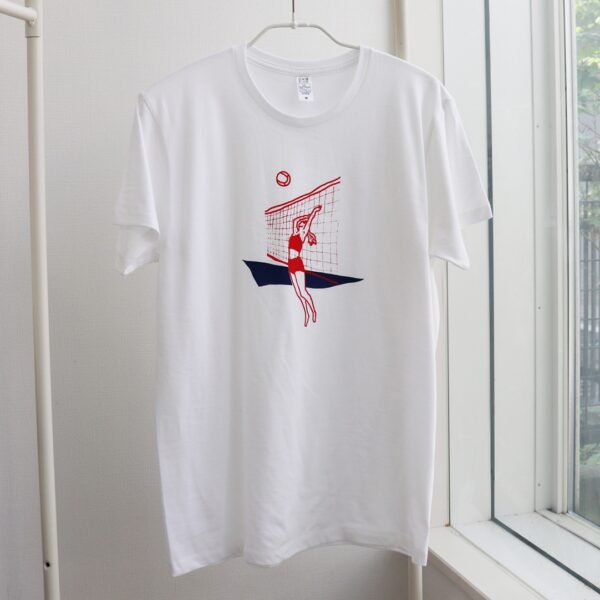 Beach Volleyball - ビーチバレー （Red）- 白地半袖Tシャツ - 画像 (3)