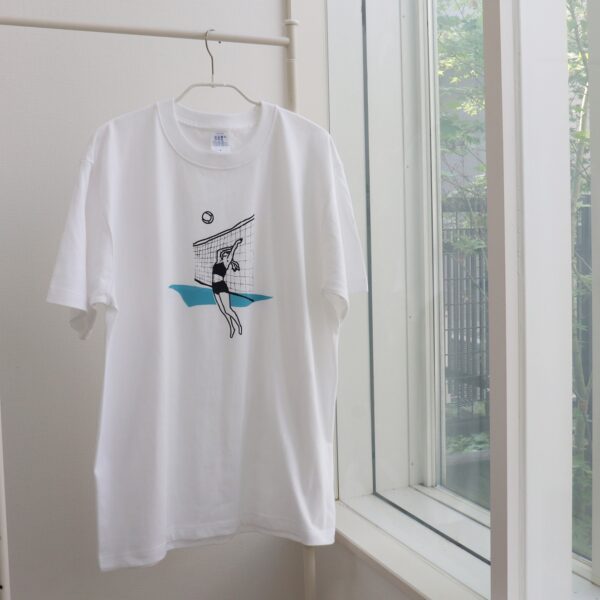 Beach Volleyball - ビーチバレー （Navyblue）- 白地半袖厚地Tシャツ - 画像 (3)