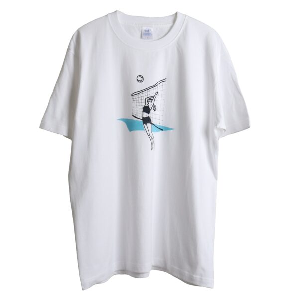Beach Volleyball - ビーチバレー （Navyblue）- 白地半袖厚地Tシャツ