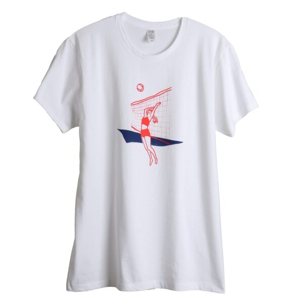 Beach Volleyball - ビーチバレー （Red）- 白地半袖Tシャツ
