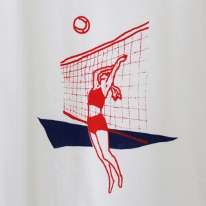 Beach Volleyball - ビーチバレー （Red）- 白地半袖Tシャツ