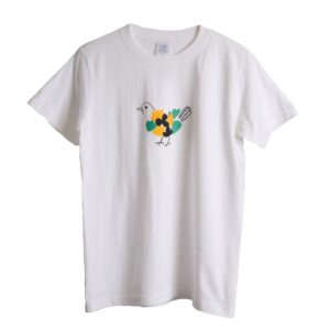 Heart Bird ー 白クルーネック半袖Tシャツ