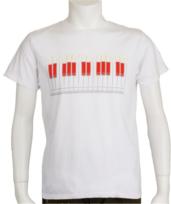 "Pour le Piano" Crew Neck/V Neck White Short-sleeved