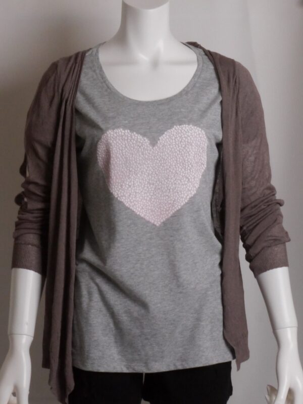 "Petal Heart" Round Neck Gray Short-sleeved - Image 4
