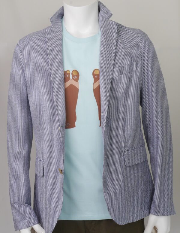 "Mens  Sandal Suntan" Crew Neck Sherbet-blue Short-sleeved - Image 3