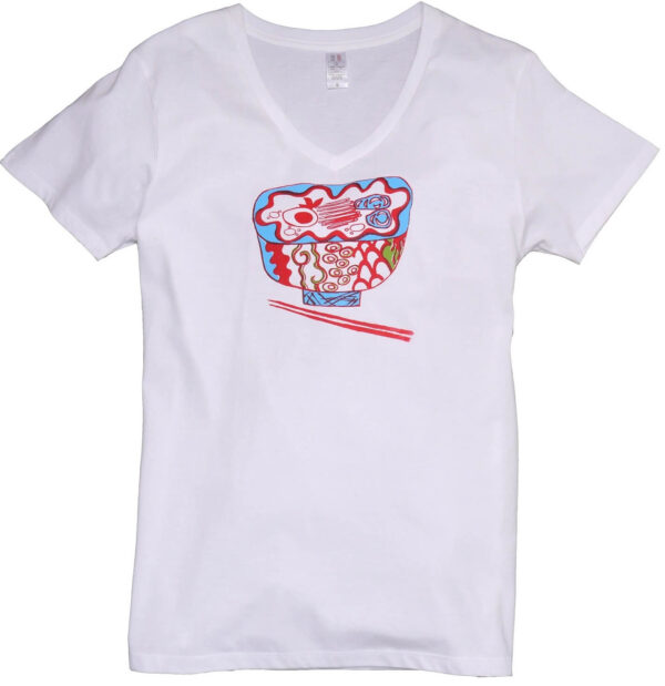 "Shall We Ramen" Crew Neck /  V Neck White Short-sleeved