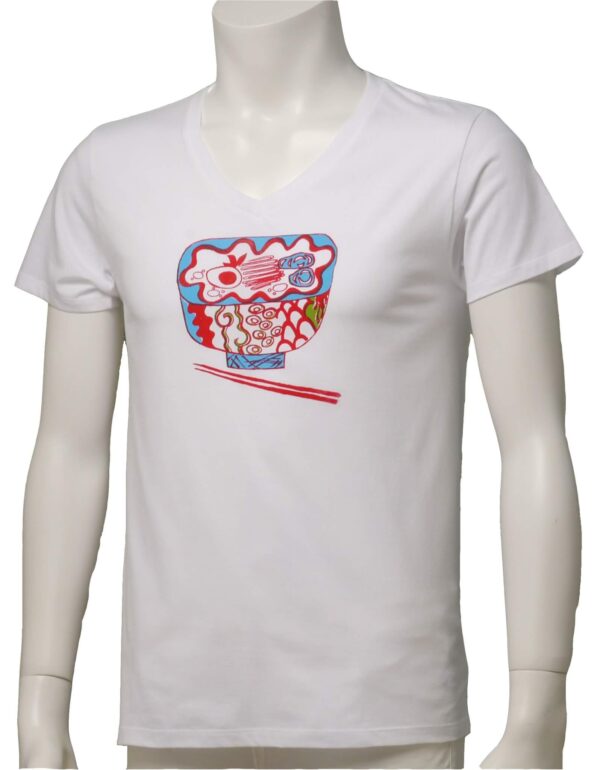 "Shall We Ramen" Crew Neck /  V Neck White Short-sleeved - Image 5