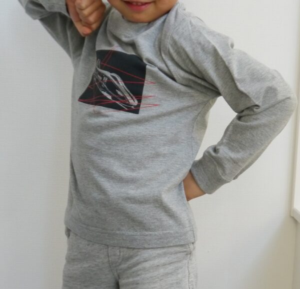 "Shinkansen bullet train" Crew Neck Gray Long-sleeved - Image 3