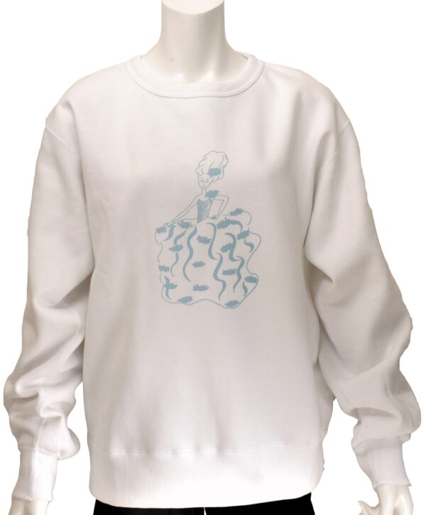 "Antoinette" Crew Neck White Sweat Shirt Long Sleeve