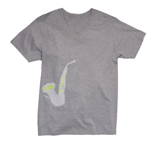"Sax Session" V Neck Gray Short-sleeved
