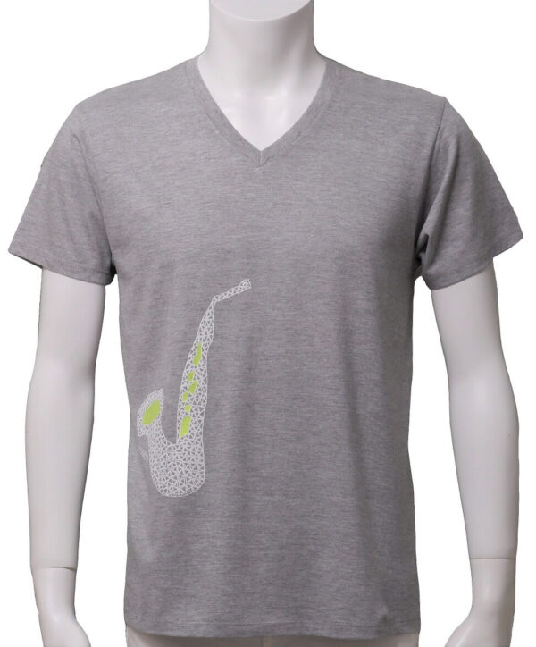 "Sax Session" V Neck Gray Short-sleeved - Image 2