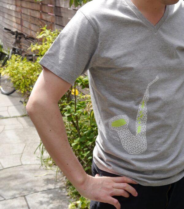 "Sax Session" V Neck Gray Short-sleeved - Image 3