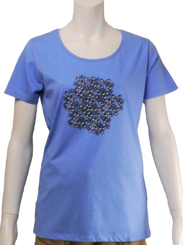 "Berries" Round Neck Zennith Blue Short-sleeved