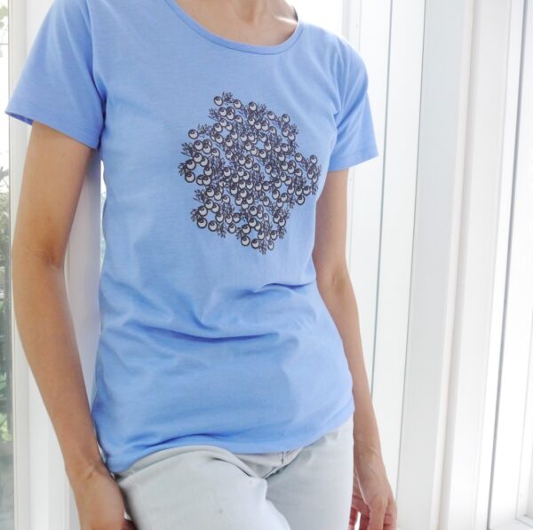 "Berries" Round Neck Zennith Blue Short-sleeved - Image 2