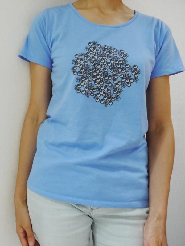 "Berries" Round Neck Zennith Blue Short-sleeved - Image 3