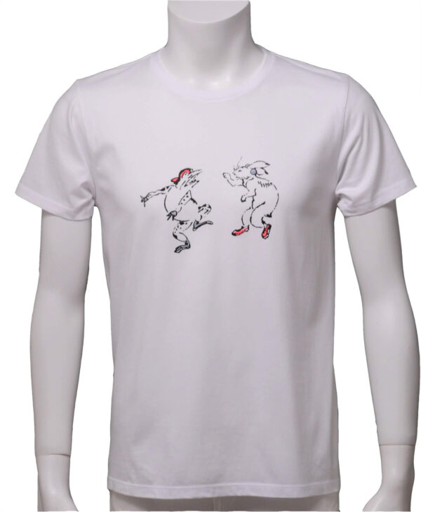 street "Choju-Giga" Crew Neck / V Neck White Short-sleeved