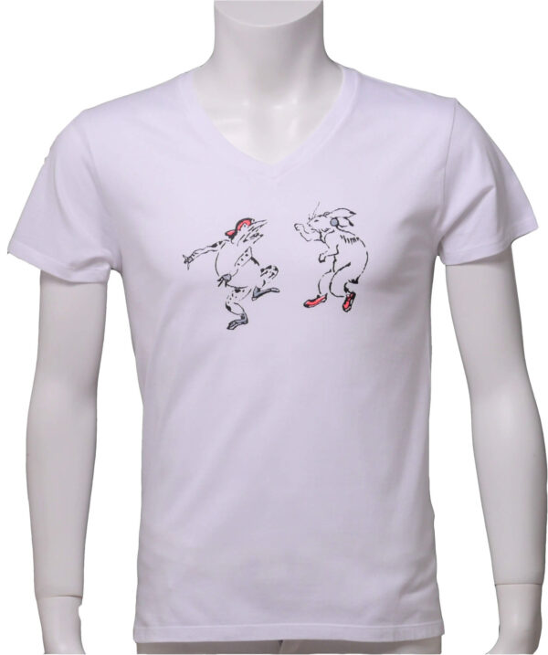 street "Choju-Giga" Crew Neck / V Neck White Short-sleeved - Image 2