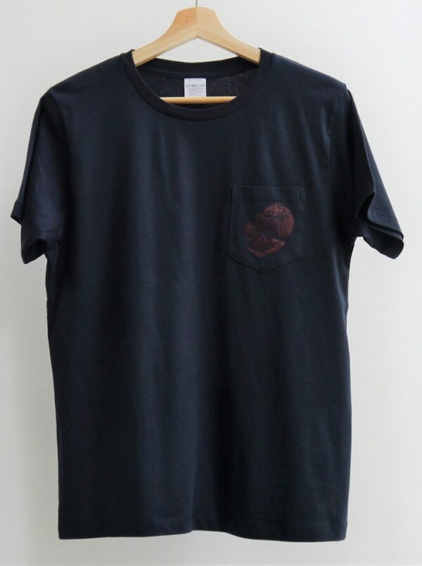 "Pomegranate" Crew Neck T-shirt with a Chest Pocket, Navy, Half-sleeved - Image 2