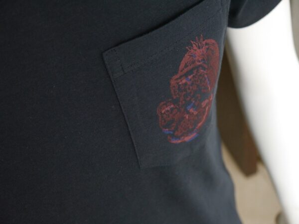 "Pomegranate" Crew Neck T-shirt with a Chest Pocket, Navy, Half-sleeved - Image 4