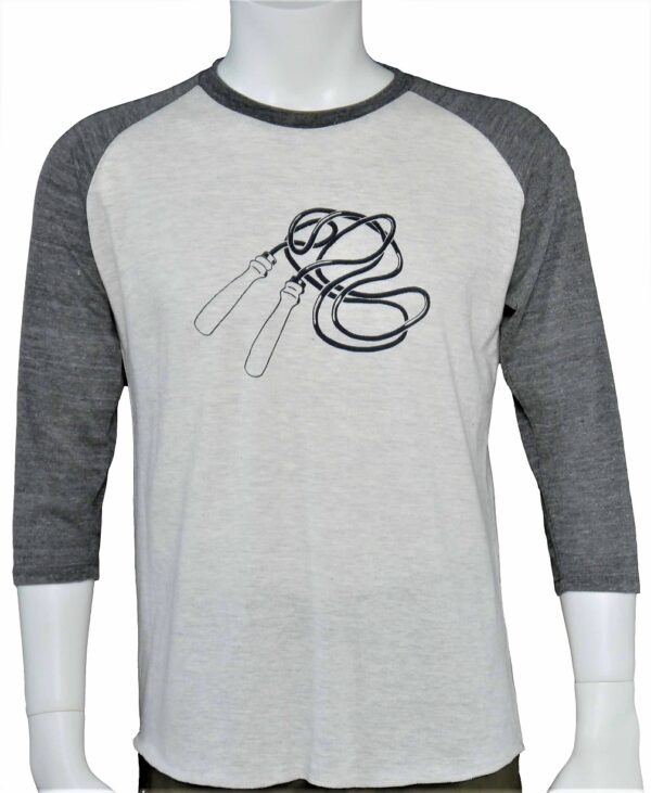 "Jump Rope" Raglan - Oatmeal x Navy Print - 3/4 Sleeve