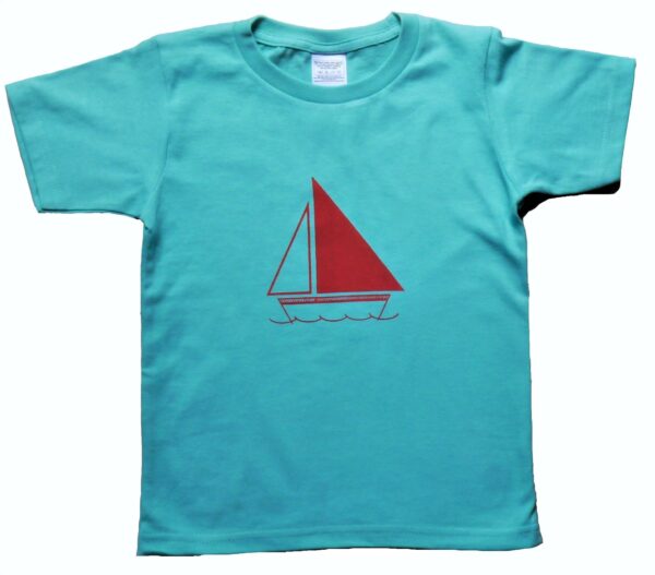 Kid's T-shirt  "Yacht" Emerald Green Half Sleeved