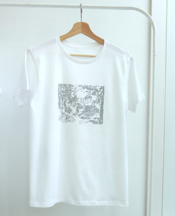 Ukiyo-e Le Déjeuner sur l'herbe (The Luncheon on the Grass) - White x Gray - Half Sleeved Crew Neck - Image 3