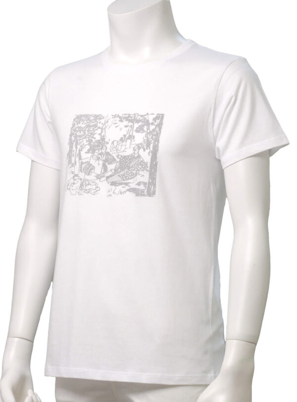 Ukiyo-e Le Déjeuner sur l'herbe (The Luncheon on the Grass) - White x Gray - Half Sleeved Crew Neck - Image 2