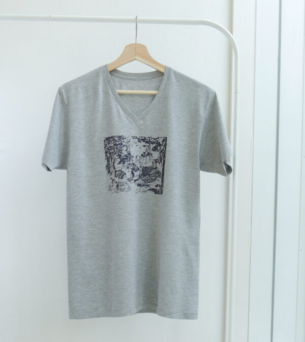 Ukiyo-e Le Déjeuner sur l'herbe (The Luncheon on the Grass)  - Gray x White - Half Sleeved Crew Neck - Image 6