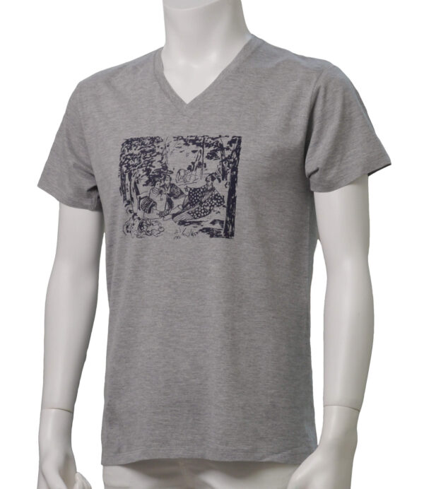 Ukiyo-e Le Déjeuner sur l'herbe (The Luncheon on the Grass)  - Gray x White - Half Sleeved Crew Neck - Image 2