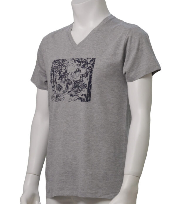 Ukiyo-e Le Déjeuner sur l'herbe (The Luncheon on the Grass)  - Gray x White - Half Sleeved Crew Neck - Image 3
