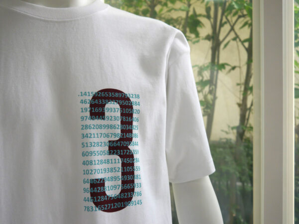 "circle ratio π" Crew Neck White Half-sleeved Brown x Green - Image 3